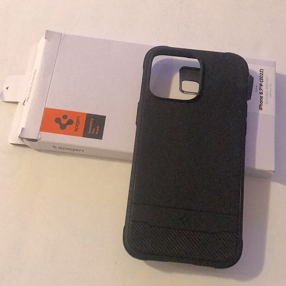 Spigen case for iphone 14 pro max never used with two tempered glass screen